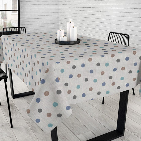 Redon – textilvaxduk med prickar i dämpade färger, 140 cm