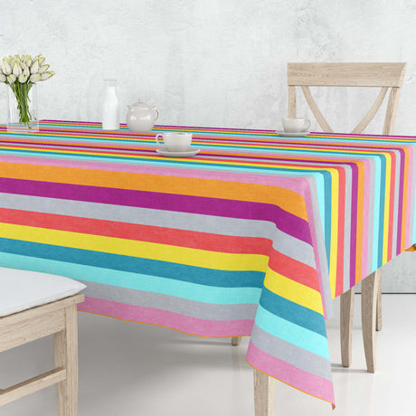 Regnbågsränder - textilvaxduk med ränder i många färger