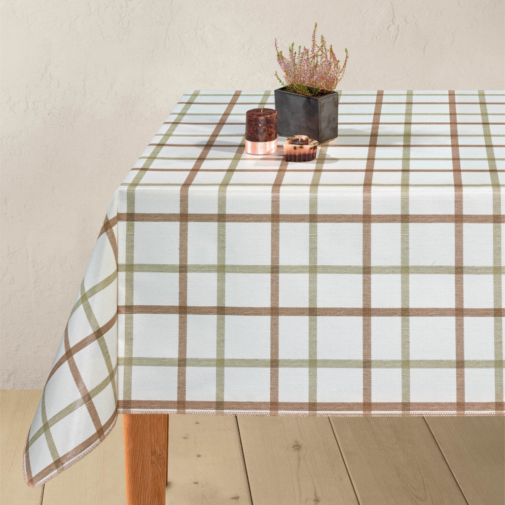 Retro Rutor Beige - Rutig vaxduk med struktur