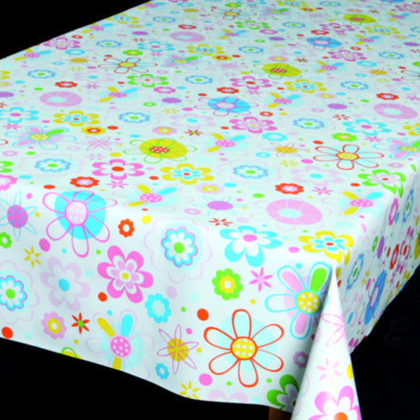 På Bordet Retrovaxduk, färgglada blommor