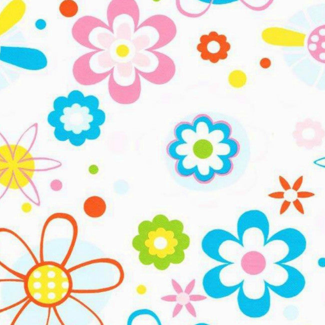 Retrovaxduk, färgglada blommor 140 cm bred