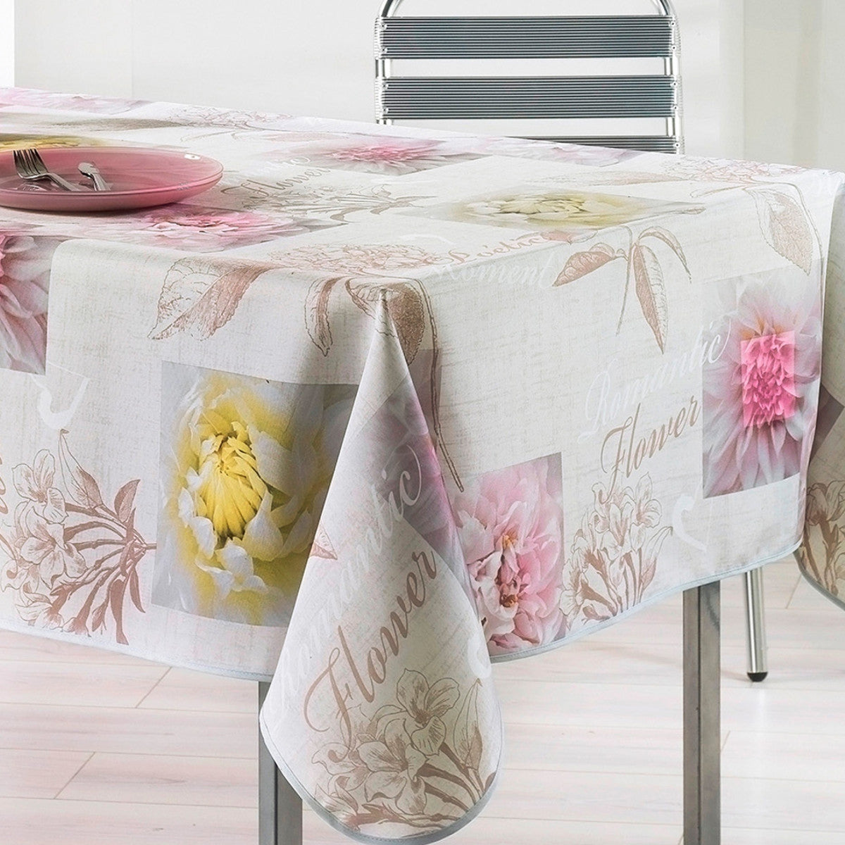 Romantic Flower, textilduksduk med fläckskydd - 150 x 240 cm | Snabb leverans