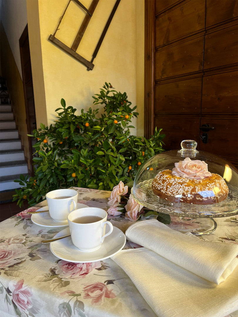 Rose Antiche Bianco – Textilvaxduk med vackra rosor