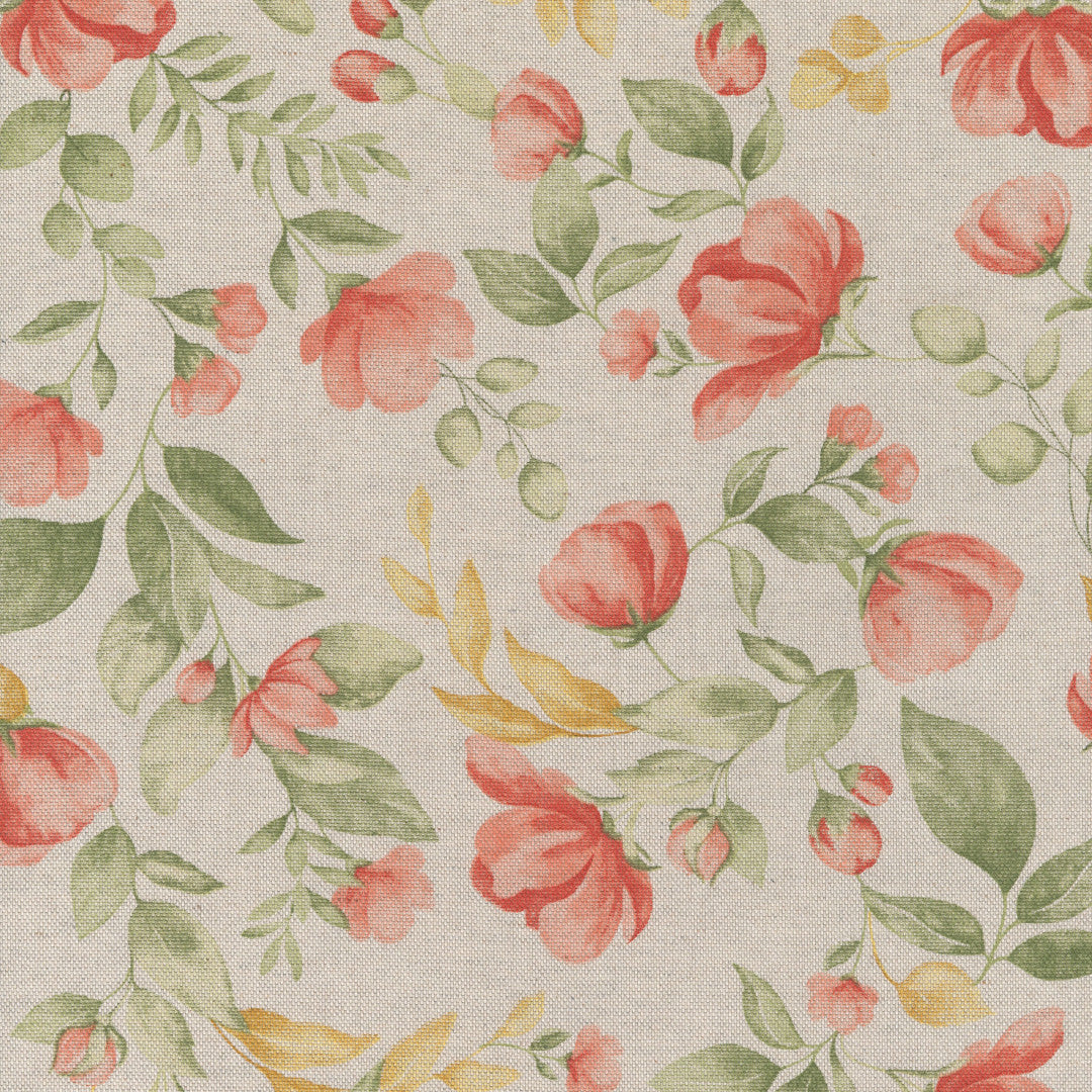 Roselia - Textilvaxduk i linnelook med romantiska blommor