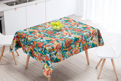 Rosemary Terracotta - textilvaxduk med färgglada blommor - 155 cm bred