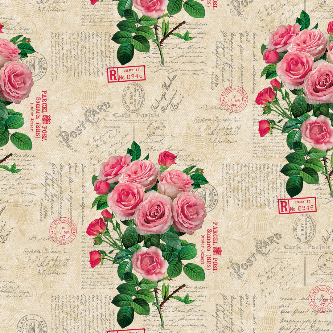 Rosor och Romantik Creme - Romantisk vaxduk med rosa rosor