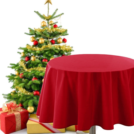 Rund julduk - enfärgad röd, Ø 180 cm