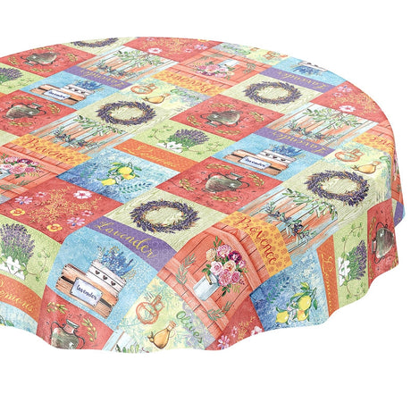 Rund duk Provence i färger, vaxduk i flott fransk stil