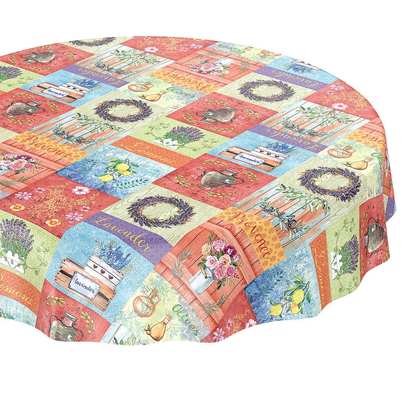 Rund duk Provence i färger, vaxduk i flott fransk stil