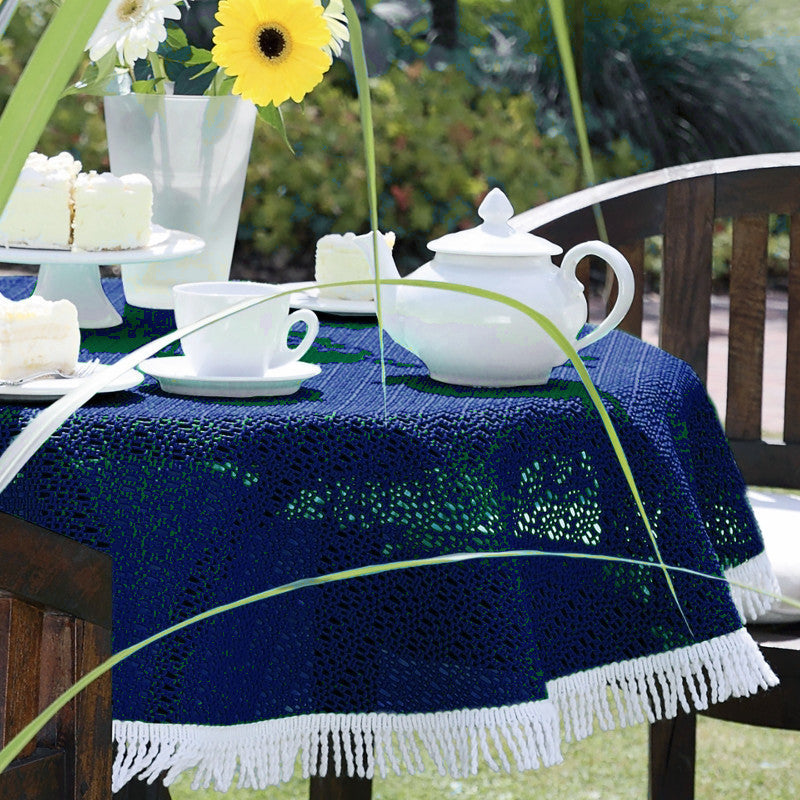 Rustikal Blå sommarduk, rund Ø 160 cm