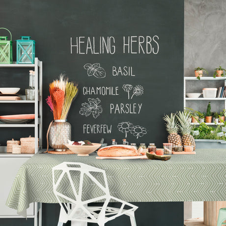 Sabila Sage – Vaxduk i skandinavisk stil med modernt fiskbensmönster miljöbild