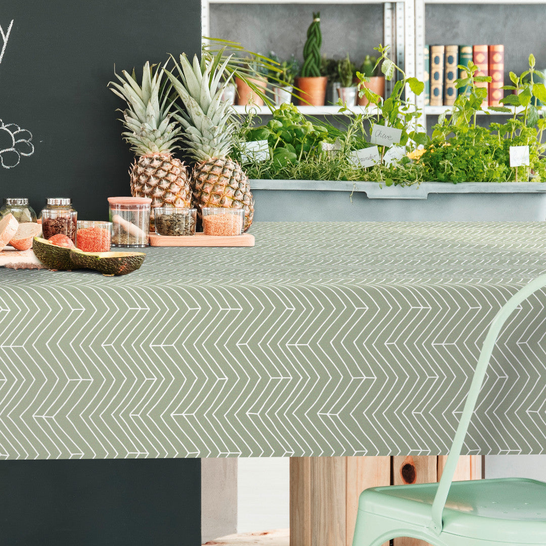 Sabila Sage – Vaxduk i skandinavisk stil med modernt fiskbensmönster