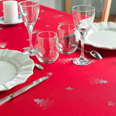 Bordet dukat  med Sapin 150 x 300 cm, röd/silver julduk
