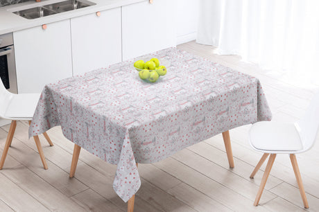 Samoens Natur - Vacker textilvaxduk med julmotiv och julhus - 155 cm bred