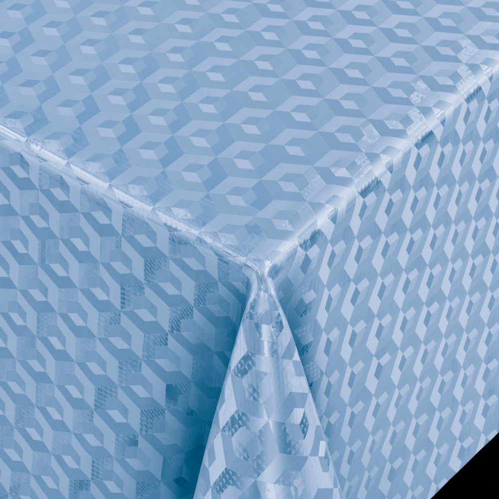 Scala 3D Cube Blue - Rund vaxduk Ø 140 med kantsyning