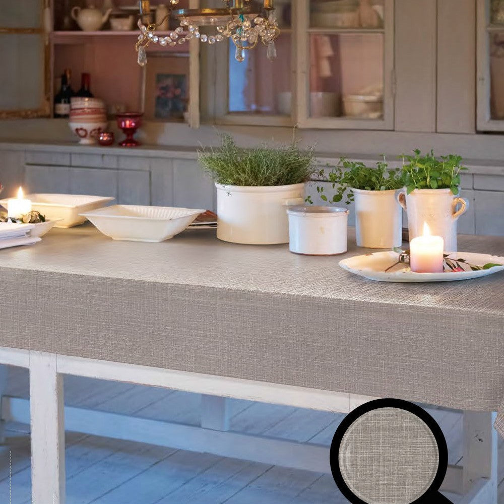 Sharon - Enfärgad duk med silverstruktur 140 cm - Naturel