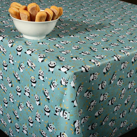 Sichuan - Textilvaxduk med små pandor 140 cm bred