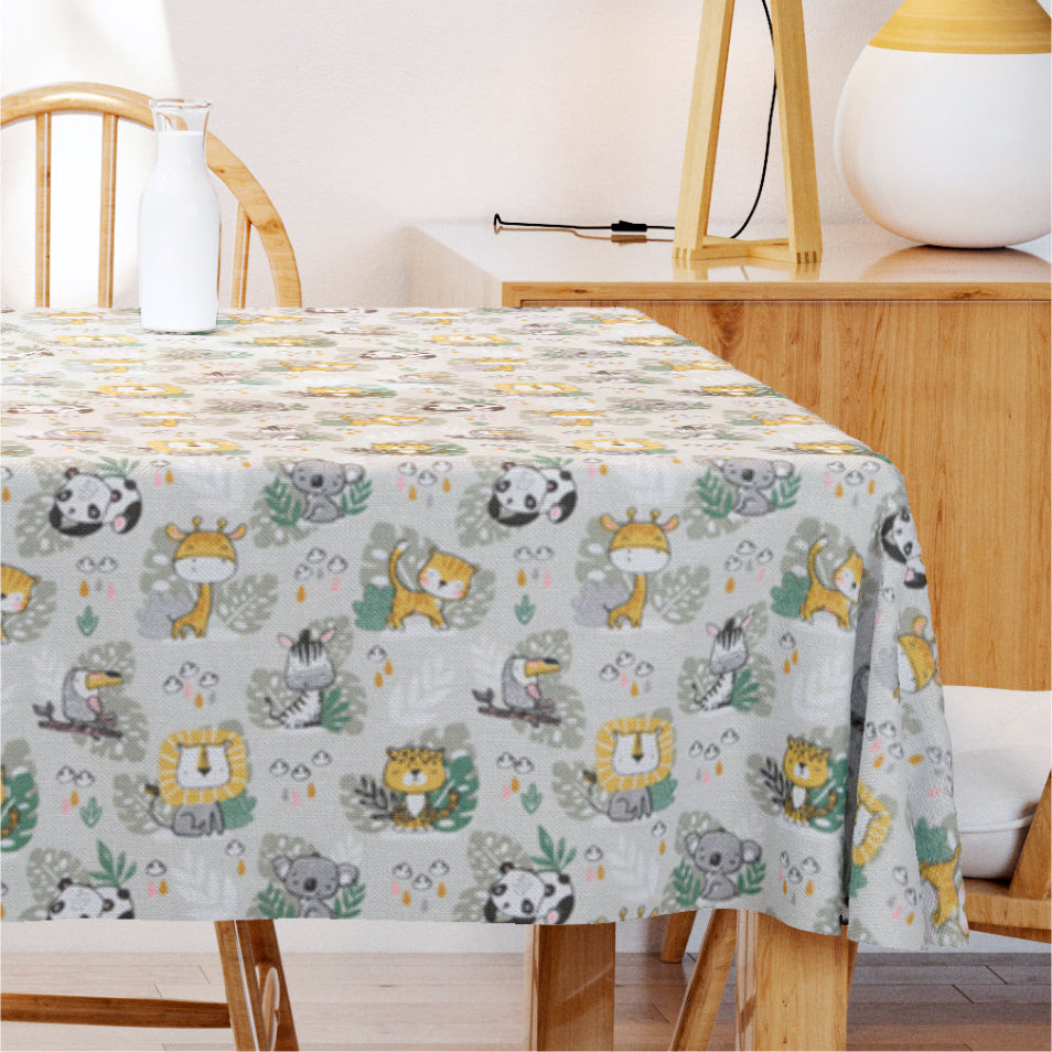 Savana – Textilvaxduk med charmiga djur, 140 cm bred