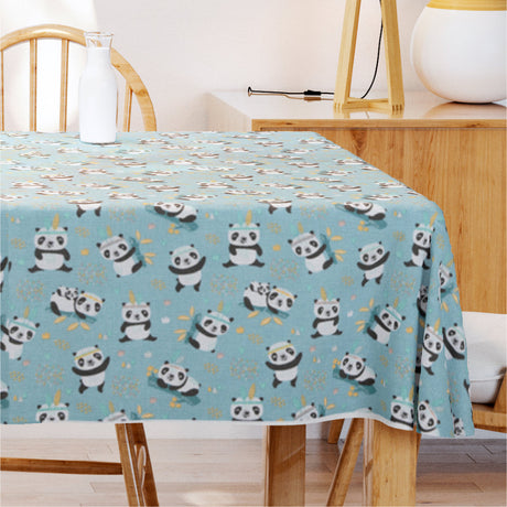 Sichuan – Textilvaxduk med små pandor, 140 cm bred