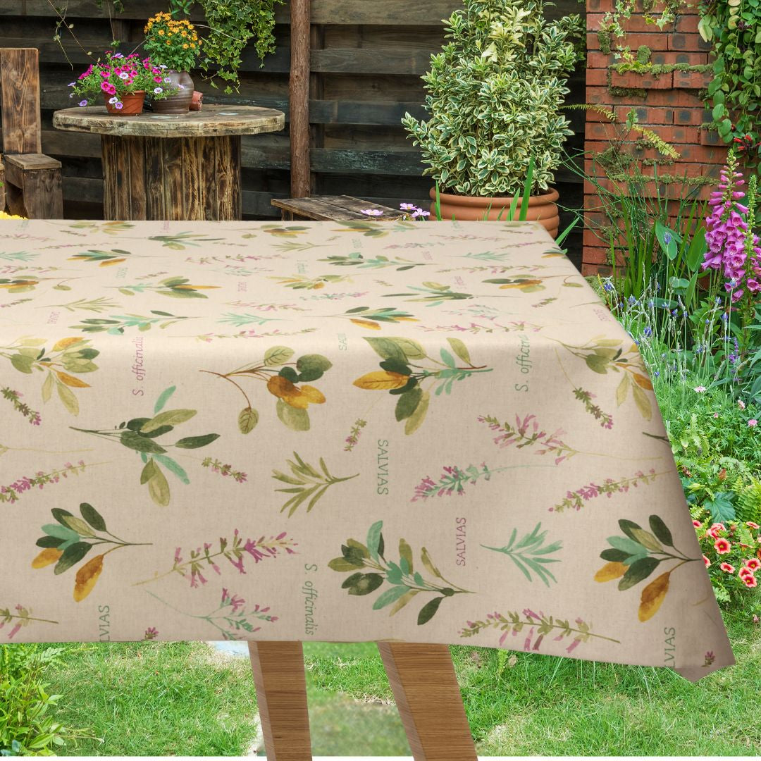 Sinfony di Salvia – Textilvaxduk i linnelook med salviablad