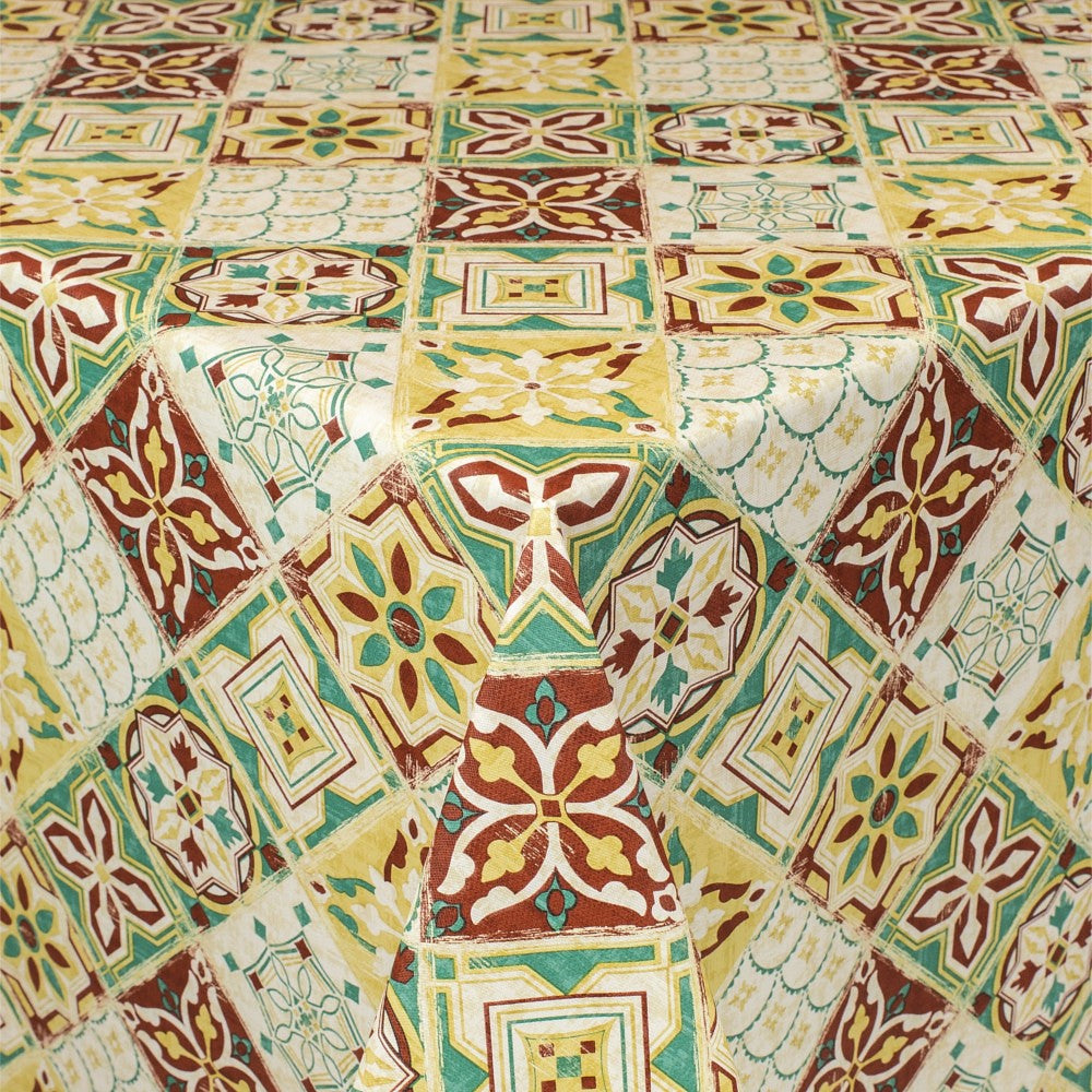 Underbara kakel i Grön - Vaxduk med textil-look