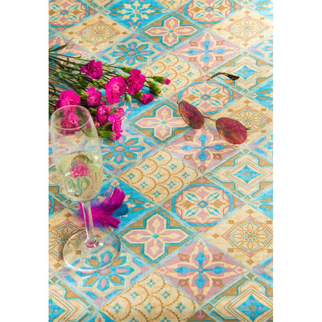 Underbara kakel i Rosa - Vaxduk med textil-look