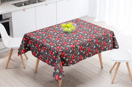 Skull Rød - Textilvaxduk med små dödskallar - 155 cm bred