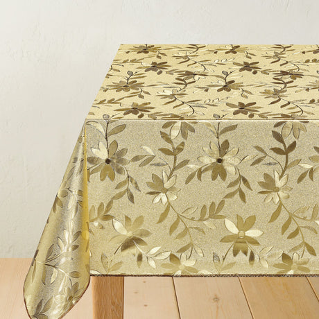 Blomrankor Gold - Guldfärgad vaxduk med blomrankor