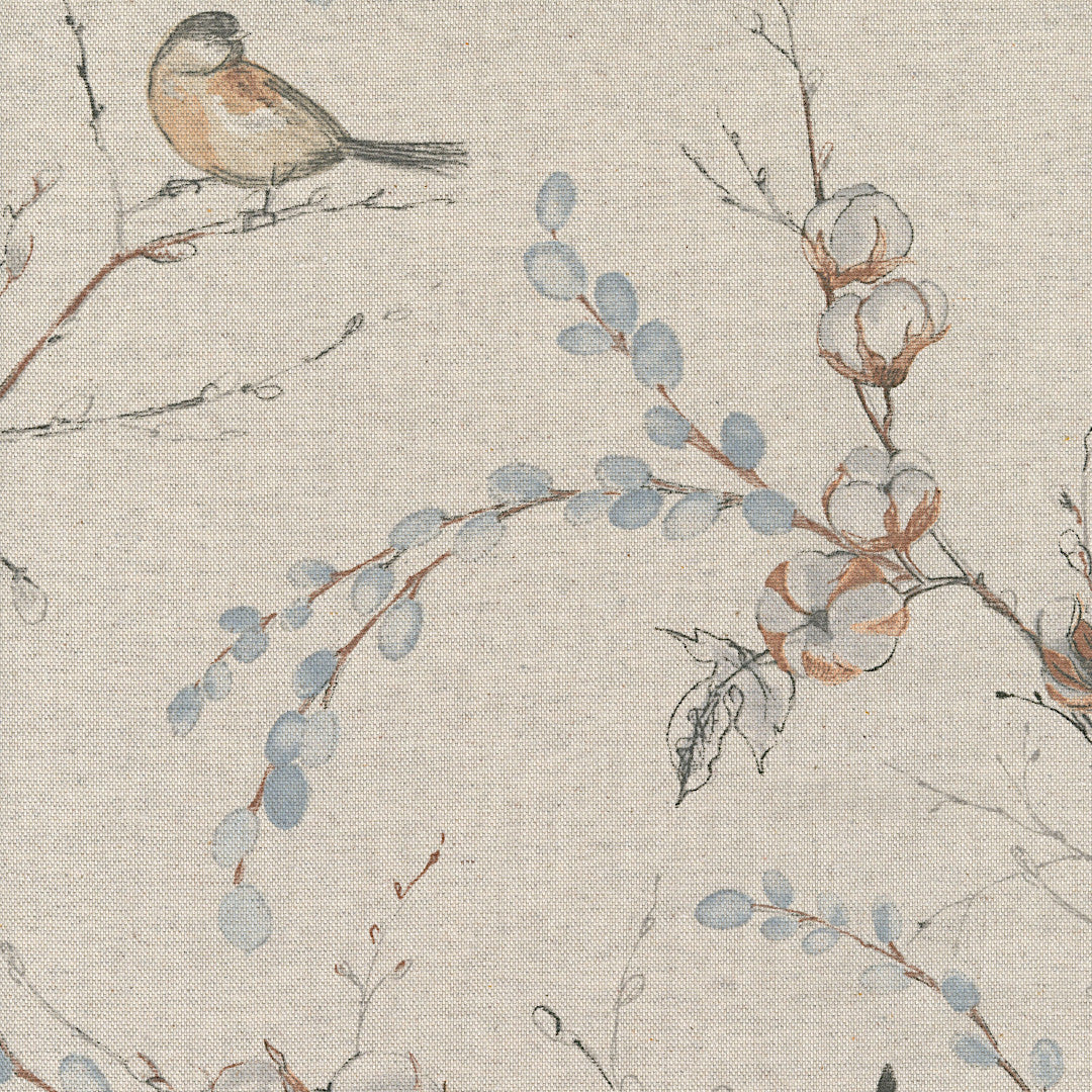 Snöbär och fåglar - Textilduk i linnelook