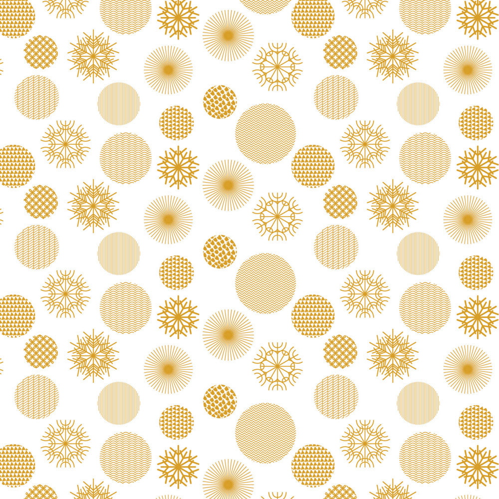 Snow Blanco - Jultextilvaxduk med iskristaller i guld