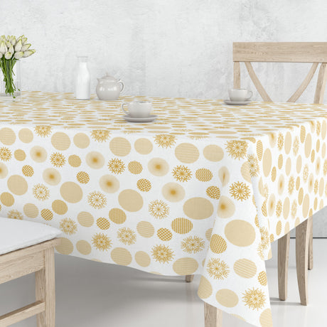 Snow Blanco - Jultextilvaxduk med iskristaller i guld