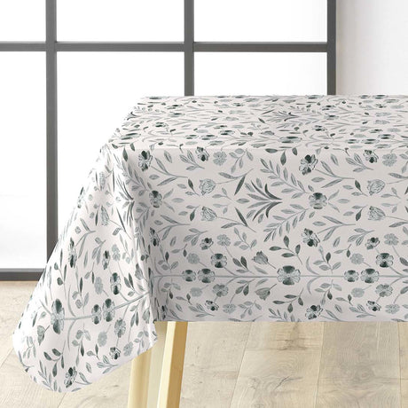 På bordet Silverflor Elegance - Vaxduk med präglade silverblommor, grå botten