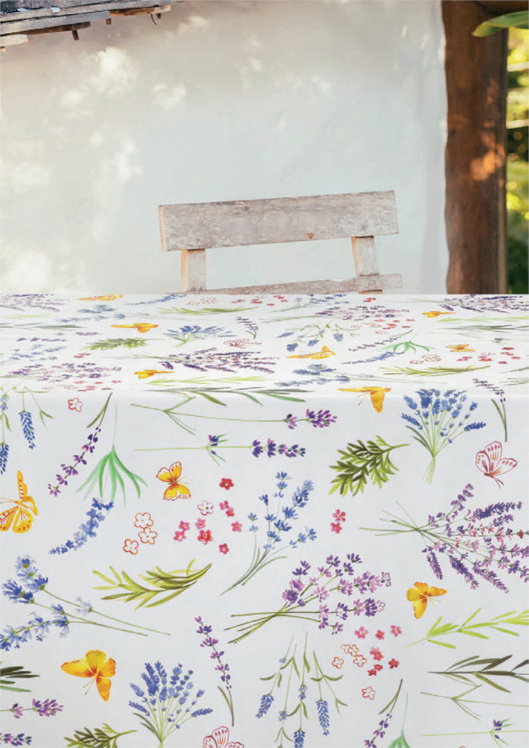 N¨rbild Sommar och Nektar - Vaxduk med färgglada blommor och fjärilar