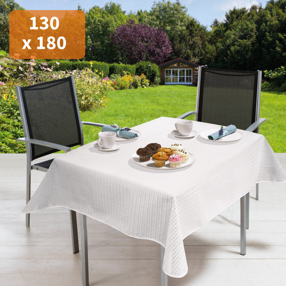 Gardesse Offwhite 130 x 180 cm - Rektangulär sommarduk till trädgårdsbordet