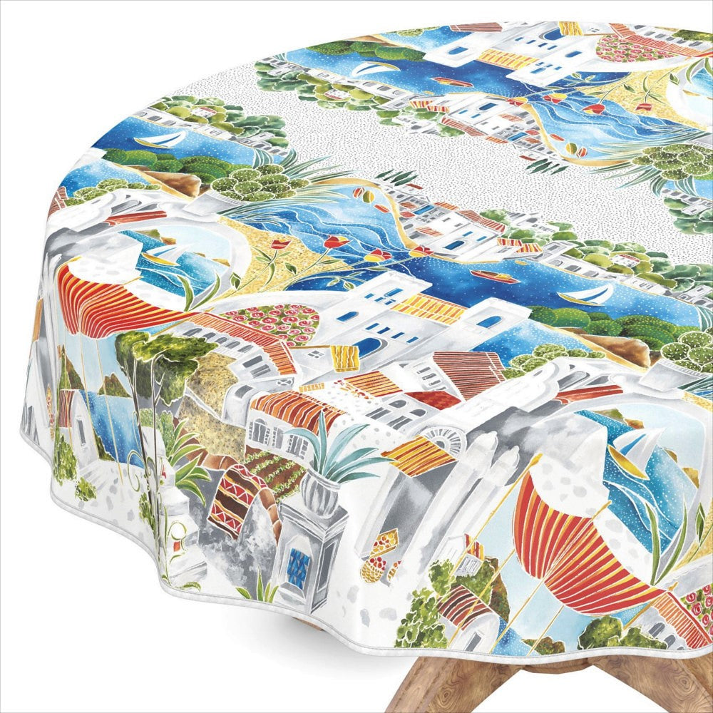 Ferie - Rund vaxduk med härlig semestertkänsla