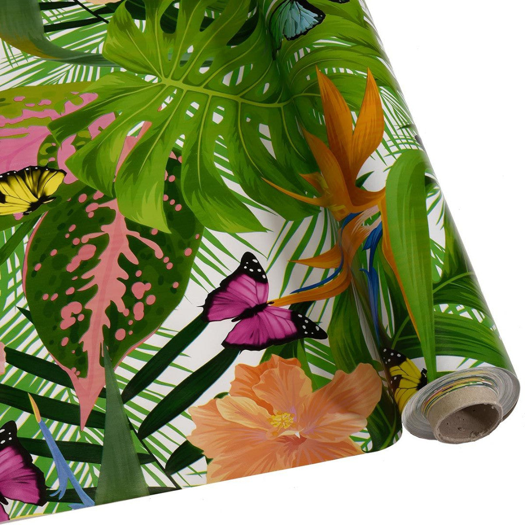 På rulle Fjärilar i tropiskt paradis - Vaxduk med fjärilar och tropiska växter