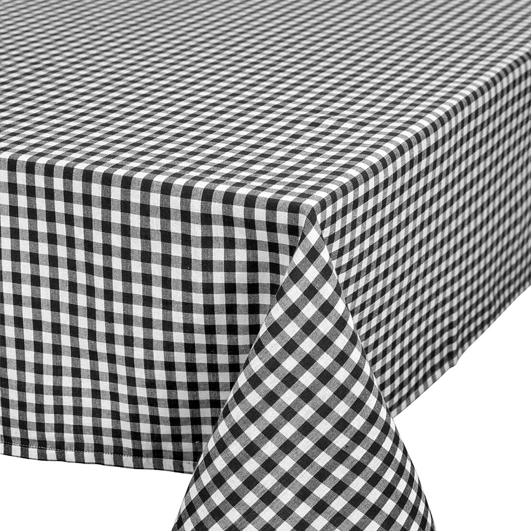 Vaxduk med klassiska 1,5 x 1,5 cm rutor – 140 cm bred – Svart, hörn