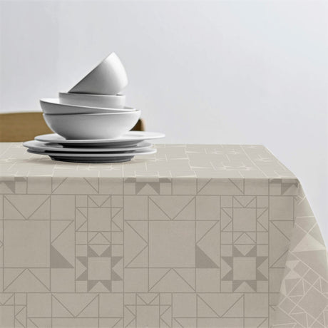 Södahl Star Damast Llus Beige - Klassisk Julduk - Damastvävd textilvaxduk med glidskydd