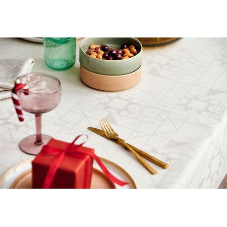 Södahl Star Damast Ljus Beige - Klassisk Julduk, med stjärnor