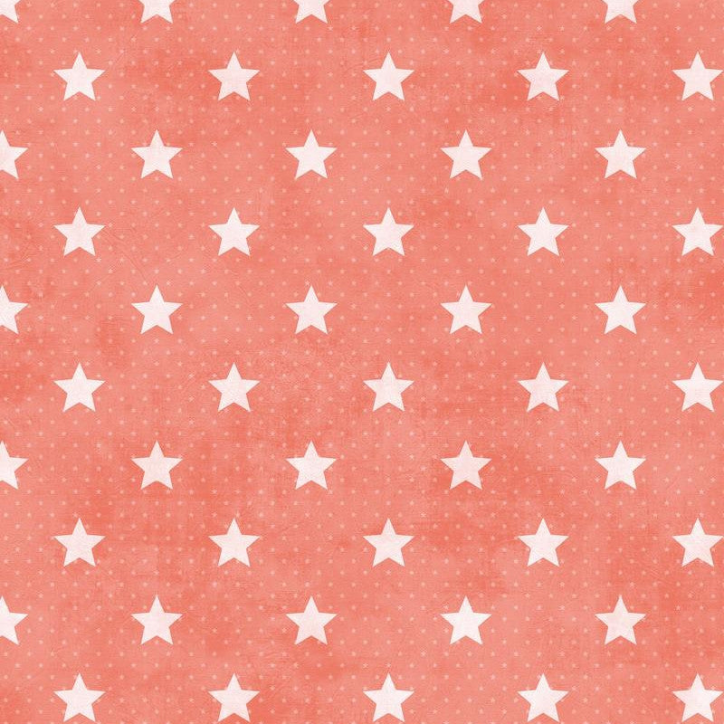 Starlet Apricot, aprikos färgad vaxduk med vita stjärnor närbild