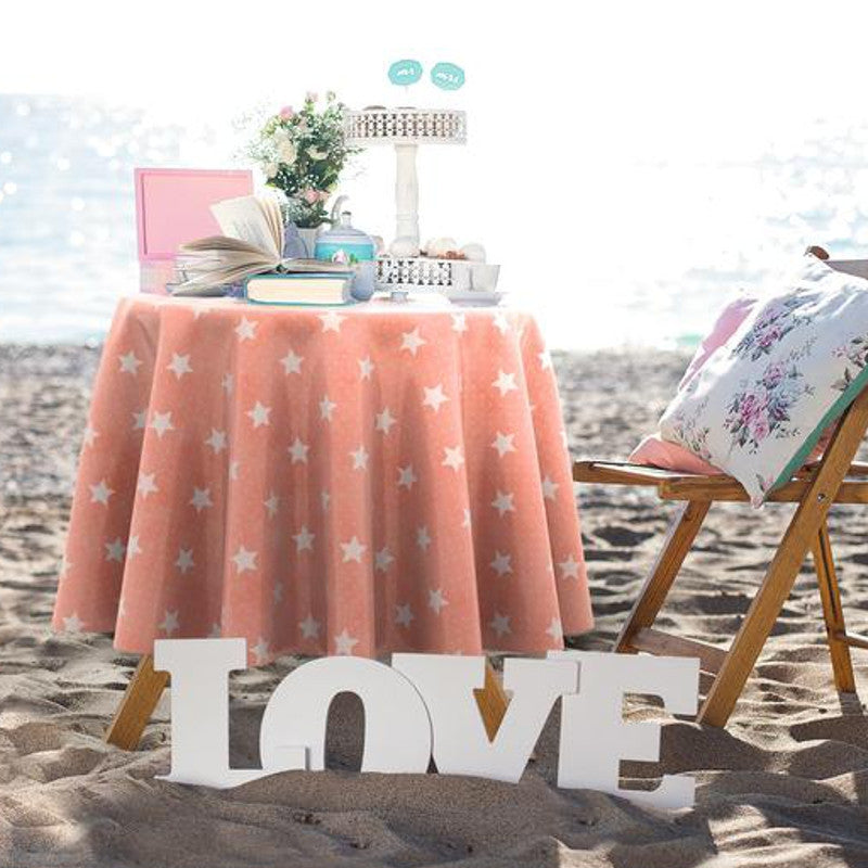 Starlet Apricot, aprikos färgad vaxduk med vita stjärnor