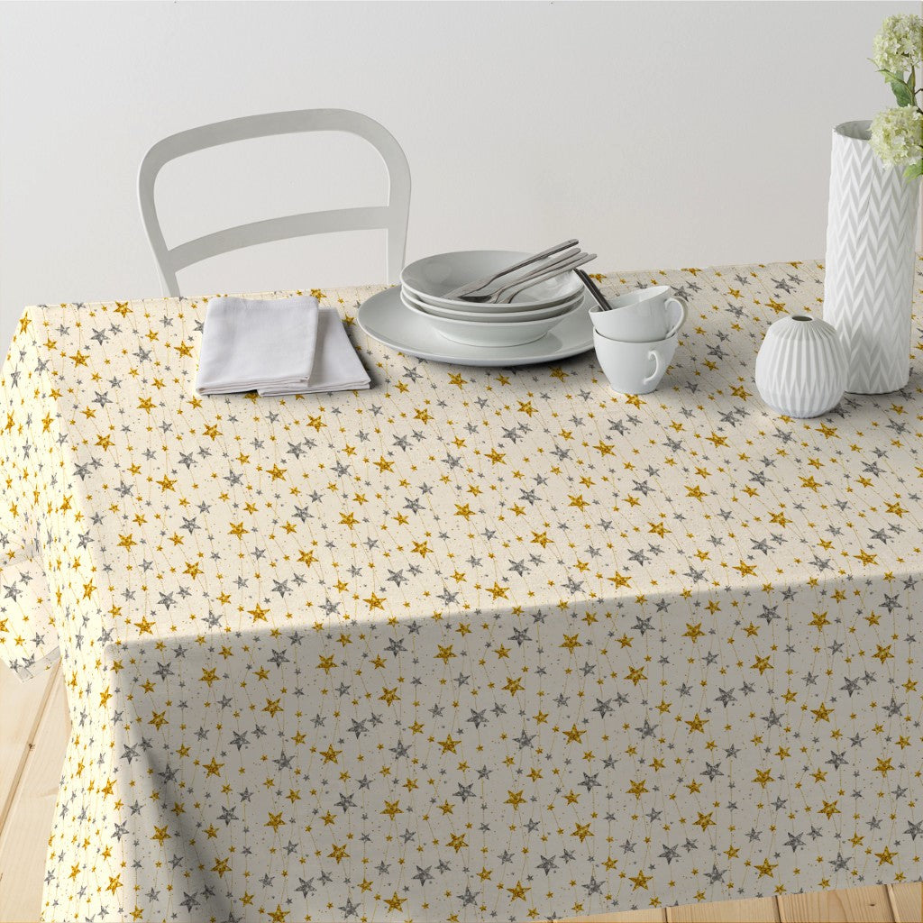 Stele Di Natale - Jultextilvaxduk med stjärnor i guld och silver