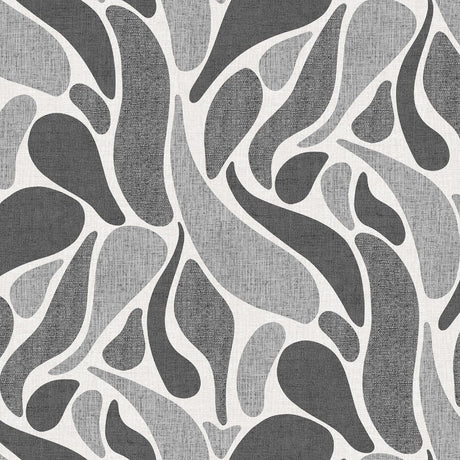Närbild avStone Grey Wave - Vaxduk med böljande mönster i grå nyanser