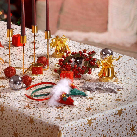 Julvaxduk Starry Gold - Stjärnhimmel i guld. Miljöbild