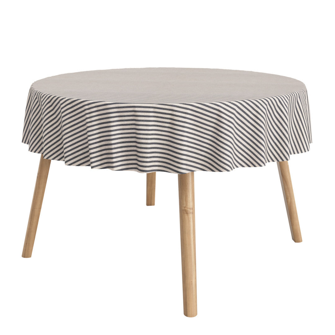 Miljöbild av Ränder På Tvärs Grå - textilduk i linnelook