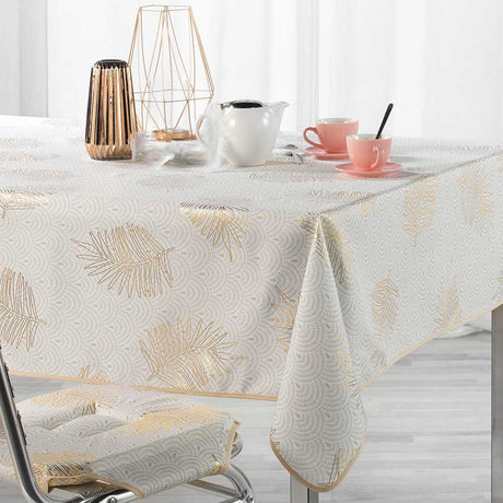 Sunny Metallic Print – Gold – Duk med fläckskydd – 150 x 240 cm