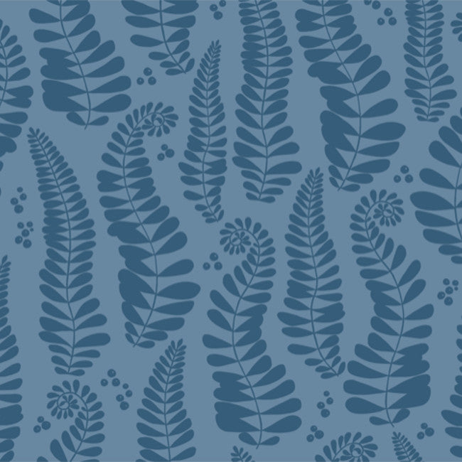 Fern Blue - Notes by Susanne Schjerning - textilvaxduk med glidskydd