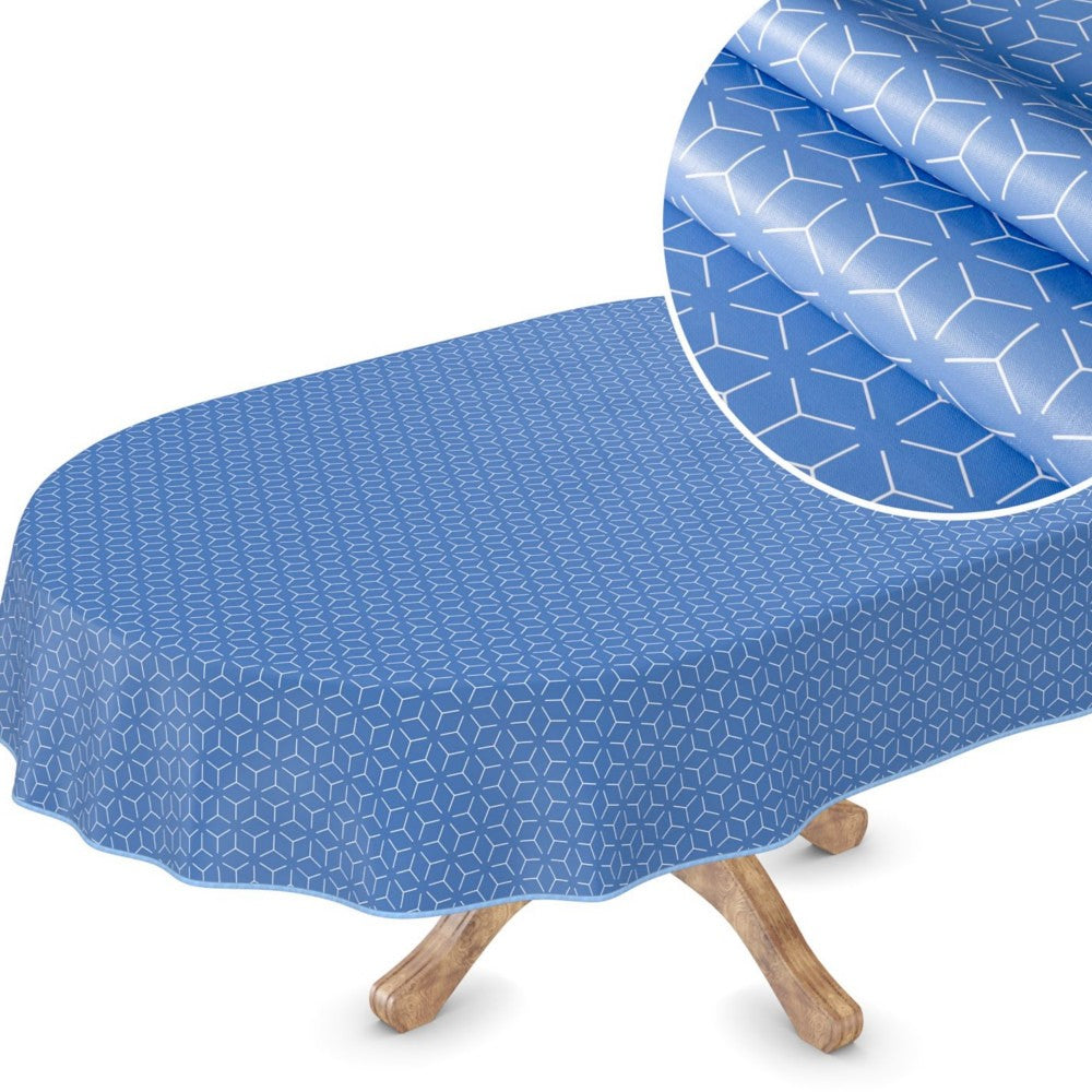 Symmetry New York Blue - Vaxduk med grafiskt mönster kan fås som ovalduk