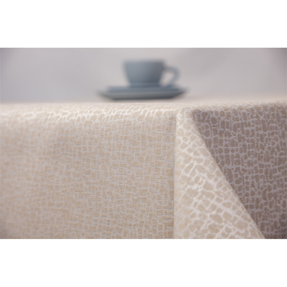 Jacquard Stone Beige – Elegant textilvaxduk med jacquardvävt mönster – 160 cm bred