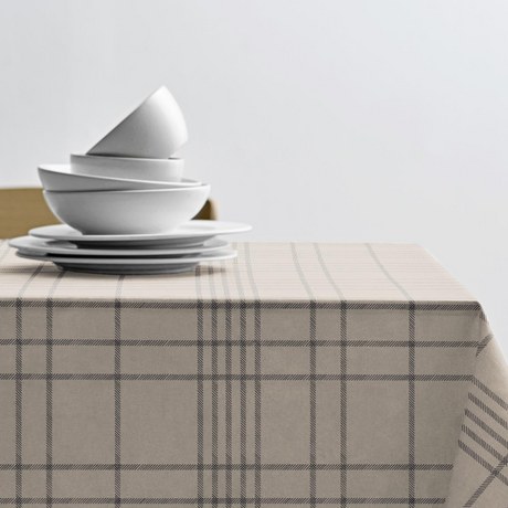 Tartan Beige - Södahl textilvaxduk i 100 % bomull med glidskydd